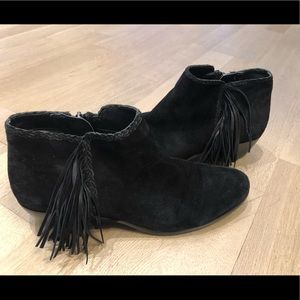 Sam Edelman Black Suede Fringe Booties- Petty